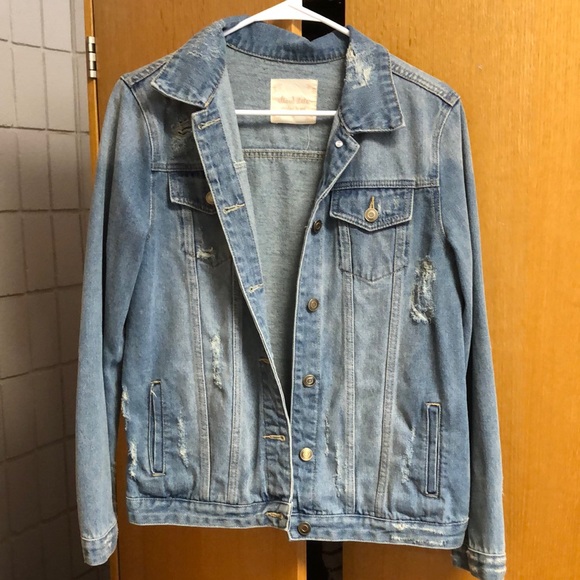 Distressed Light-Wash Jean Jacket Altar’d State Size Medium - Picture 2 of 4